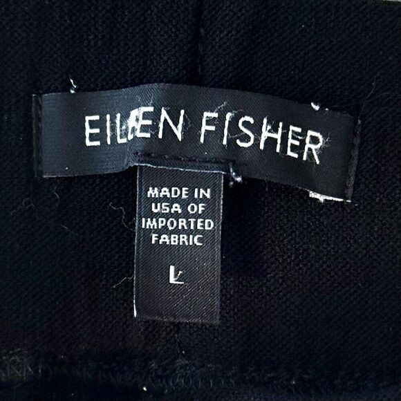 Eileen Fisher Knitted Wide Leg Stretch Black Pants Women's Large - Picture 5 of 12